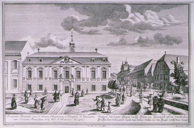 Zicht op het nieuwe ziekenhuis van St. Johannes Nepomuk, Wenen door Salomon after Kleiner